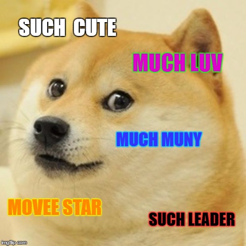 Doge | SUCH  CUTE; MUCH LUV; MUCH MUNY; MOVEE STAR; SUCH LEADER | image tagged in memes,doge | made w/ Imgflip meme maker