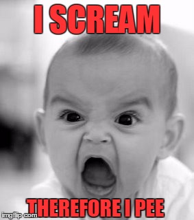Angry Baby | I SCREAM; THEREFORE I PEE | image tagged in memes,angry baby | made w/ Imgflip meme maker