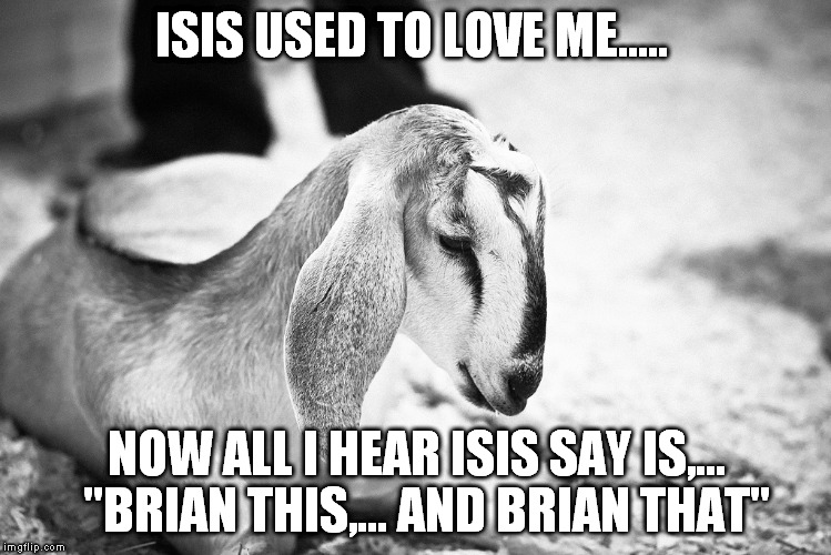 ISIS USED TO LOVE ME..... NOW ALL I HEAR ISIS SAY IS,...  "BRIAN THIS,... AND BRIAN THAT" | made w/ Imgflip meme maker