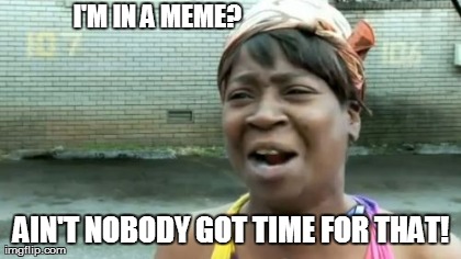 Ain't Nobody Got Time For That Meme | I'M IN A MEME? AIN'T NOBODY GOT TIME FOR THAT! | image tagged in memes,aint nobody got time for that | made w/ Imgflip meme maker