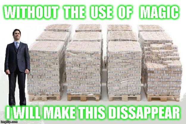 DISSAPPEAR | WITHOUT  THE  USE  OF   MAGIC; I WILL MAKE THIS DISSAPPEAR | image tagged in money,justin trudeau | made w/ Imgflip meme maker
