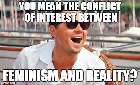 YOU MEAN THE CONFLICT OF INTEREST BETWEEN FEMINISM AND REALITY? | made w/ Imgflip meme maker