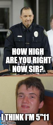 Really 10 guy? Really? | HOW HIGH ARE YOU RIGHT NOW SIR? I THINK I'M 5"11 | image tagged in drug test | made w/ Imgflip meme maker