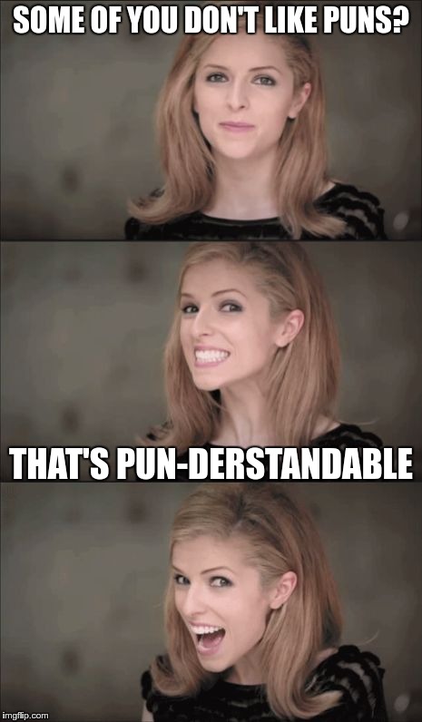 Bad Pun Anna Kendrick Meme | SOME OF YOU DON'T LIKE PUNS? THAT'S PUN-DERSTANDABLE | image tagged in memes,bad pun anna kendrick | made w/ Imgflip meme maker