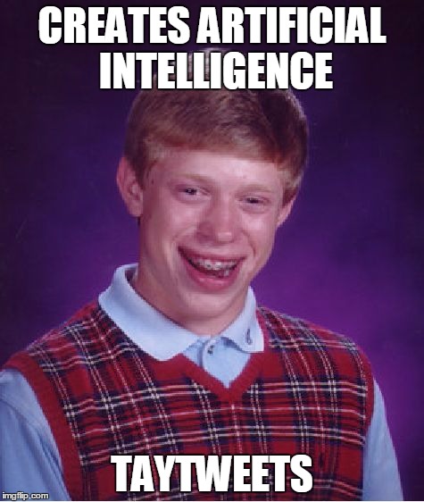 Bad Luck Brian Meme | CREATES ARTIFICIAL INTELLIGENCE; TAYTWEETS | image tagged in memes,bad luck brian,twitter | made w/ Imgflip meme maker