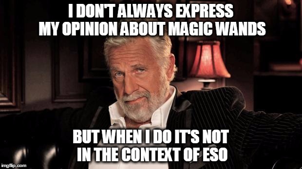 I DON'T ALWAYS EXPRESS MY OPINION ABOUT MAGIC WANDS; BUT WHEN I DO IT'S NOT IN THE CONTEXT OF ESO | made w/ Imgflip meme maker