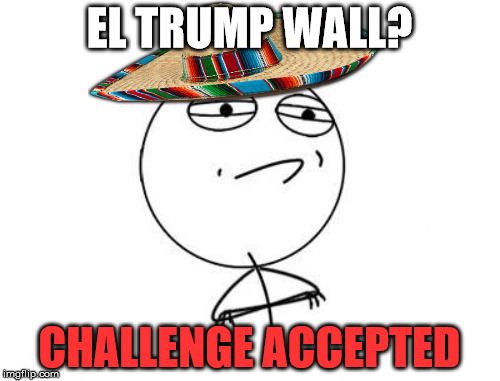 ay | EL TRUMP WALL? CHALLENGE ACCEPTED | image tagged in wall | made w/ Imgflip meme maker