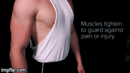 Otot mengencang untuk melindungi nyeri atau cidera. (Via: Youtube Buzzfeed.com)