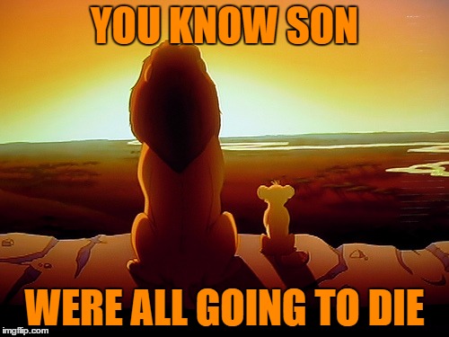 Lion King | YOU KNOW SON; WERE ALL GOING TO DIE | image tagged in memes,lion king | made w/ Imgflip meme maker