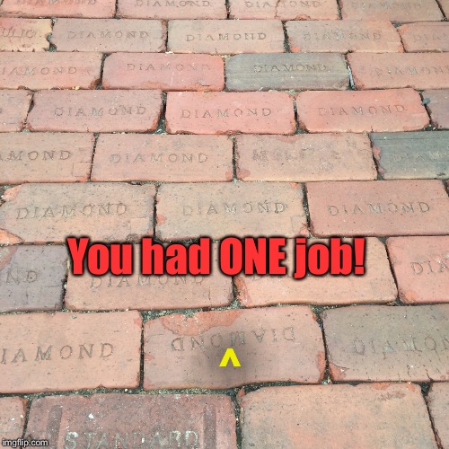 Just another brick in the walk! | You had ONE job! ^ | image tagged in memes,upsidedown brick,just one job | made w/ Imgflip meme maker