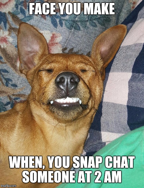 Snap chat | FACE YOU MAKE; WHEN, YOU SNAP CHAT SOMEONE AT 2 AM | image tagged in memes,funny memes | made w/ Imgflip meme maker