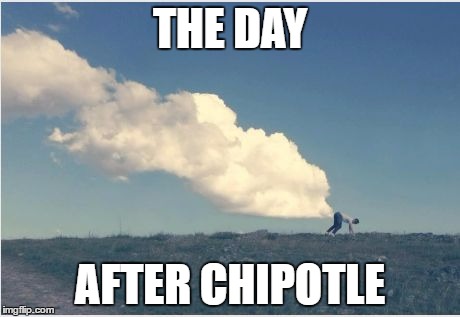 Chipotle, why must you betray me.... | THE DAY; AFTER CHIPOTLE | image tagged in mega fart | made w/ Imgflip meme maker