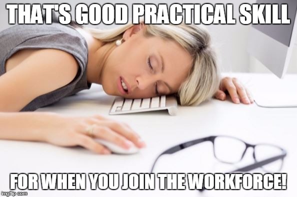 THAT'S GOOD PRACTICAL SKILL FOR WHEN YOU JOIN THE WORKFORCE! | made w/ Imgflip meme maker