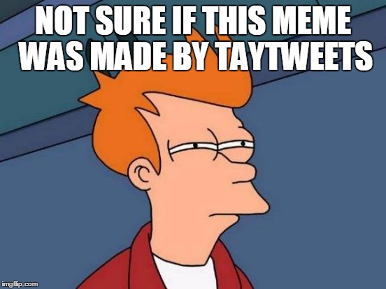 Futurama Fry Meme | NOT SURE IF THIS MEME WAS MADE BY TAYTWEETS | image tagged in memes,futurama fry | made w/ Imgflip meme maker