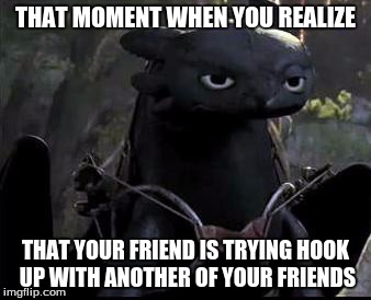 friend and friend hook ups | THAT MOMENT WHEN YOU REALIZE; THAT YOUR FRIEND IS TRYING HOOK UP WITH ANOTHER OF YOUR FRIENDS | image tagged in bored dragon,memes | made w/ Imgflip meme maker
