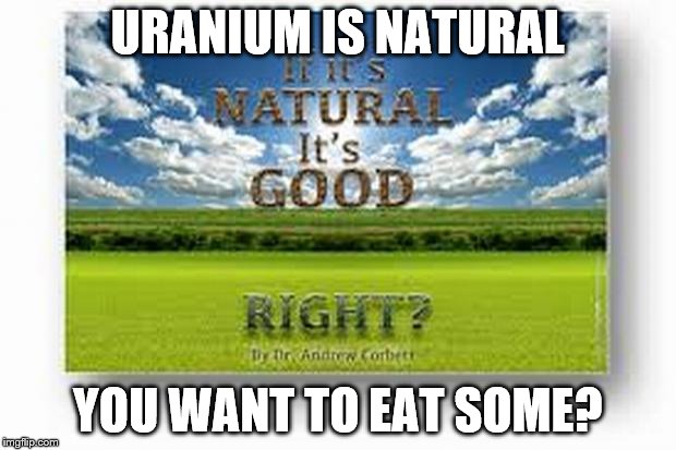 Natural Is Good | URANIUM IS NATURAL; YOU WANT TO EAT SOME? | image tagged in natural is good | made w/ Imgflip meme maker