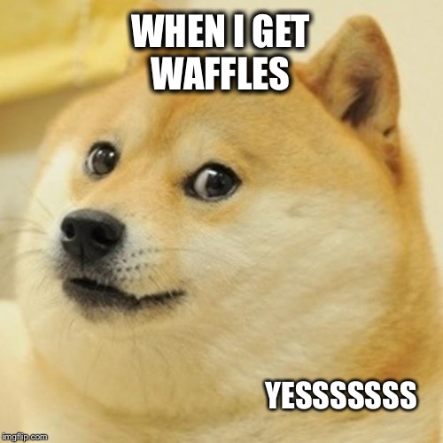 Doge Meme | WHEN I GET WAFFLES; YESSSSSSS | image tagged in memes,doge | made w/ Imgflip meme maker