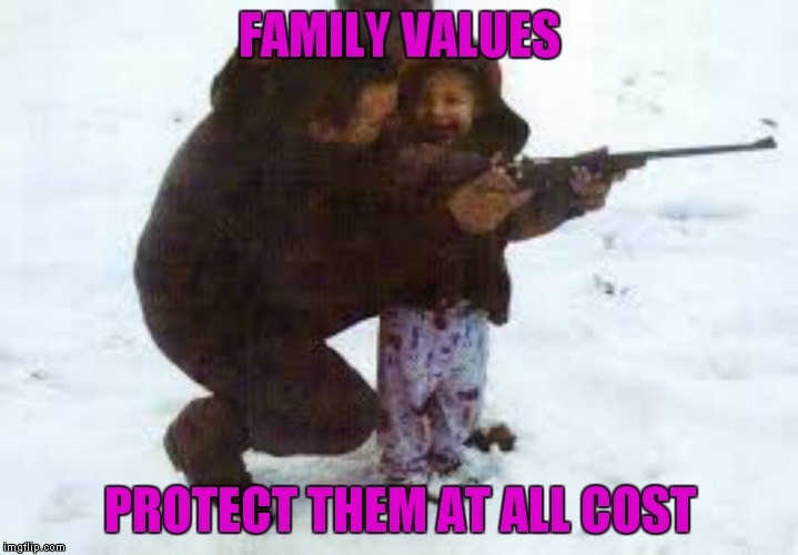 Guns are only as bad as the person holding them. Protecting your family is never a bad idea! | FAMILY VALUES; PROTECT THEM AT ALL COST | image tagged in gun control,2nd amendment | made w/ Imgflip meme maker