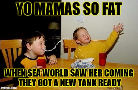 Yo Mamas So Fat | YO MAMAS SO FAT; WHEN SEA WORLD SAW HER COMING THEY GOT A NEW TANK READY | image tagged in memes,yo mamas so fat | made w/ Imgflip meme maker