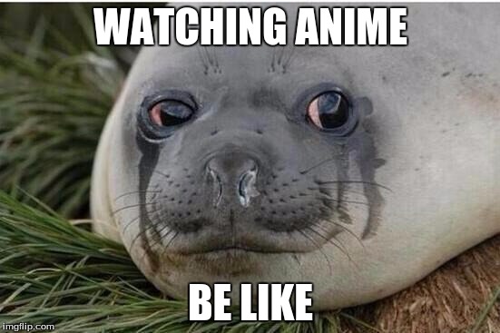 Crying Seal | WATCHING ANIME; BE LIKE | image tagged in crying seal | made w/ Imgflip meme maker
