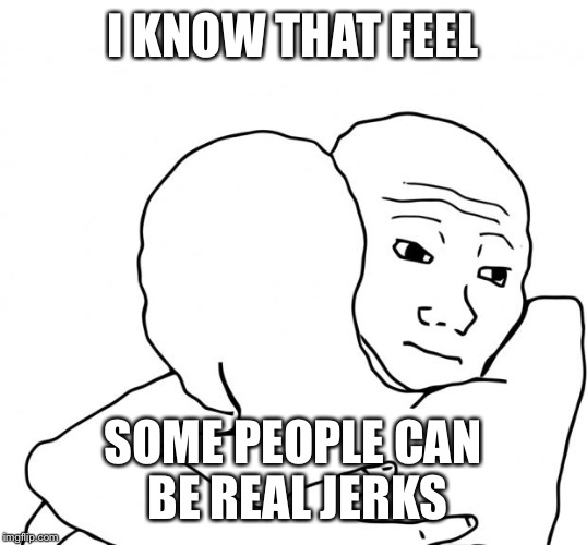 Thtfeelbro | I KNOW THAT FEEL SOME PEOPLE CAN BE REAL JERKS | image tagged in thtfeelbro | made w/ Imgflip meme maker