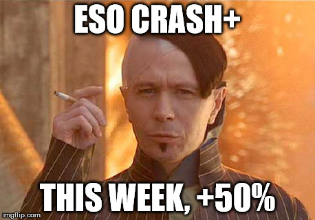 Zorg Meme | ESO CRASH+; THIS WEEK, +50% | image tagged in memes,zorg | made w/ Imgflip meme maker