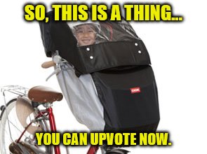 SO, THIS IS A THING... YOU CAN UPVOTE NOW. | image tagged in bikebag kid | made w/ Imgflip meme maker