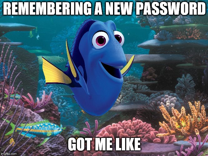 Remembering a new password got me like | REMEMBERING A NEW PASSWORD; GOT ME LIKE | image tagged in password,dory,remember,memory,computers | made w/ Imgflip meme maker