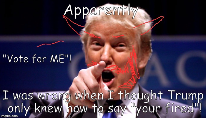 Trump can speak! | Apparently; "Vote for ME"! I was wrong when I thought Trump only knew how to say "your fired"! | image tagged in paul the amber,election 2016,trump,idiotic,derp,derpy trump | made w/ Imgflip meme maker