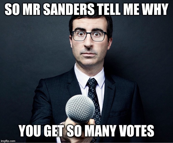 Apprehensive Reporter | SO MR SANDERS TELL ME WHY YOU GET SO MANY VOTES | image tagged in apprehensive reporter | made w/ Imgflip meme maker