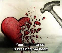 broken heart | Your indifference is breaking my heart | image tagged in broken heart | made w/ Imgflip meme maker