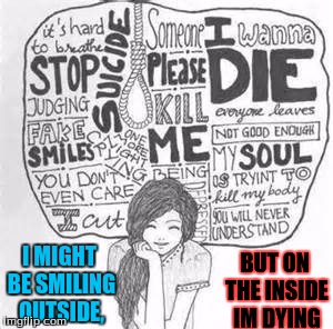  I MIGHT BE SMILING OUTSIDE, BUT ON THE INSIDE IM DYING | image tagged in used to it | made w/ Imgflip meme maker