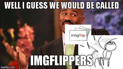 WELL I GUESS WE WOULD BE CALLED; IMGFLIPPERS | image tagged in memes,steve harvey | made w/ Imgflip meme maker