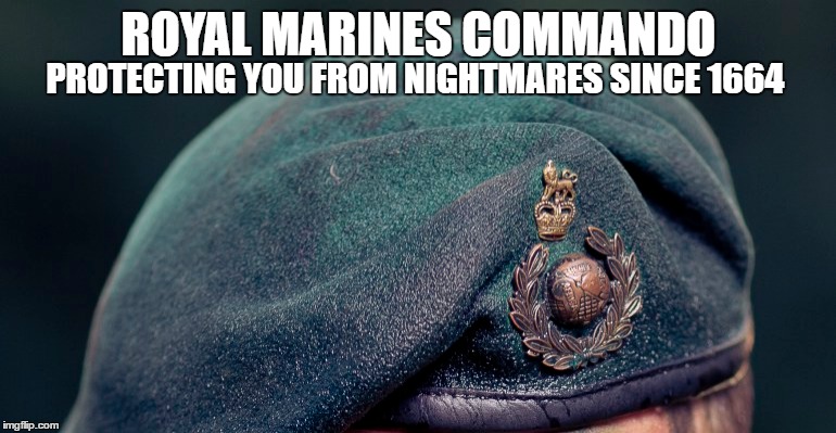 ROYAL MARINES COMMANDO; PROTECTING YOU FROM NIGHTMARES SINCE 1664 | image tagged in rm,commando,royal marines commando,royal marines,1664 | made w/ Imgflip meme maker