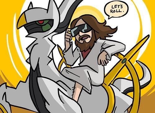 Jesus and Arceus Blank Meme Template