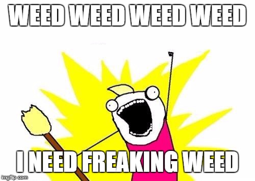 X All The Y Meme | WEED WEED WEED WEED; I NEED FREAKING WEED | image tagged in memes,x all the y | made w/ Imgflip meme maker