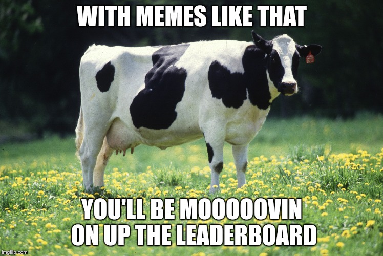 WITH MEMES LIKE THAT YOU'LL BE MOOOOOVIN ON UP THE LEADERBOARD | made w/ Imgflip meme maker