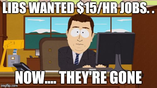 Aaaaand Its Gone Meme | LIBS WANTED $15/HR JOBS. . NOW.... THEY'RE GONE | image tagged in memes,aaaaand its gone | made w/ Imgflip meme maker