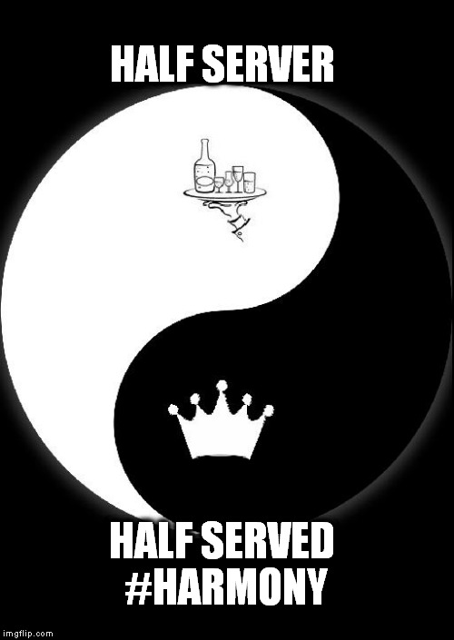 HALF SERVER; HALF SERVED #HARMONY | image tagged in balance | made w/ Imgflip meme maker