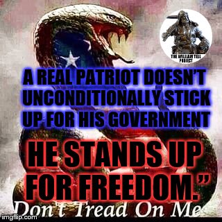 cobra snake patriotic | A REAL PATRIOT DOESN’T UNCONDITIONALLY STICK UP FOR HIS GOVERNMENT; HE STANDS UP FOR FREEDOM.” | image tagged in cobra snake patriotic | made w/ Imgflip meme maker