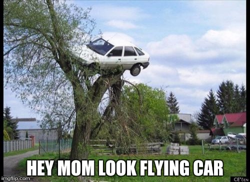 Secure Parking Meme | HEY MOM LOOK FLYING CAR | image tagged in memes,secure parking | made w/ Imgflip meme maker