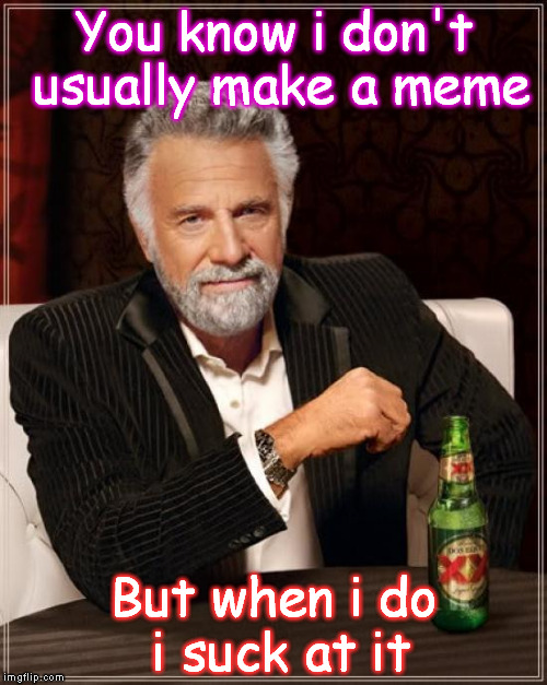 The Most Interesting Man In The World Meme | You know i don't usually make a meme; But when i do i suck at it | image tagged in memes,the most interesting man in the world | made w/ Imgflip meme maker