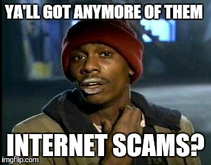 Y'all Got Any More Of That Meme | YA'LL GOT ANYMORE OF THEM INTERNET SCAMS? | image tagged in memes,yall got any more of | made w/ Imgflip meme maker