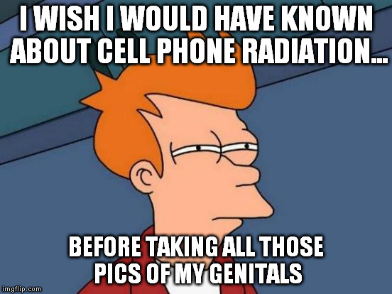 Futurama Fry Meme | I WISH I WOULD HAVE KNOWN ABOUT CELL PHONE RADIATION... BEFORE TAKING ALL THOSE PICS OF MY GENITALS | image tagged in memes,futurama fry | made w/ Imgflip meme maker