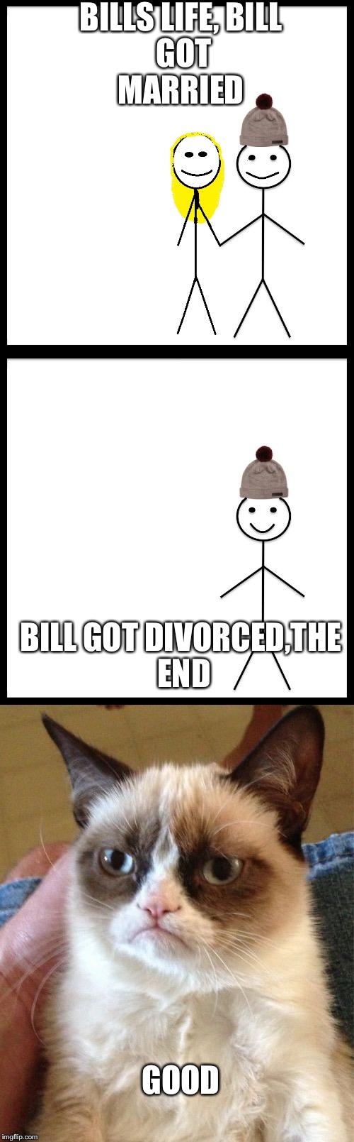 Bill gets married | BILLS LIFE,
BILL GOT MARRIED; BILL GOT DIVORCED,THE END; GOOD | image tagged in bill nye the science guy | made w/ Imgflip meme maker