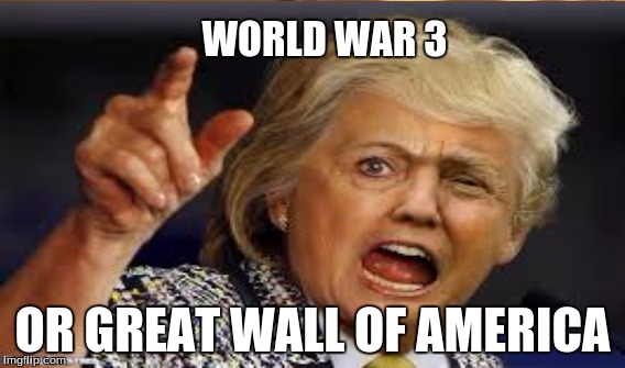 Hillary or Trump? | WORLD WAR 3; OR GREAT WALL OF AMERICA | image tagged in funny,political | made w/ Imgflip meme maker