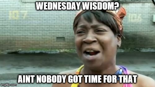 Ain't Nobody Got Time For That | WEDNESDAY WISDOM? AINT NOBODY GOT TIME FOR THAT | image tagged in memes,aint nobody got time for that | made w/ Imgflip meme maker