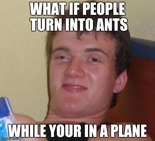 10 Guy Meme | WHAT IF PEOPLE TURN INTO ANTS; WHILE YOUR IN A PLANE | image tagged in memes,10 guy | made w/ Imgflip meme maker