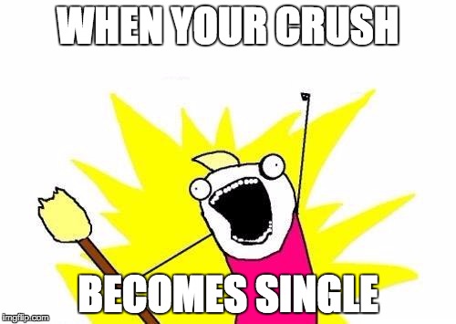 X All The Y |  WHEN YOUR CRUSH; BECOMES SINGLE | image tagged in memes,x all the y | made w/ Imgflip meme maker