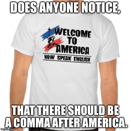 The irony | DOES ANYONE NOTICE, THAT THERE SHOULD BE A COMMA AFTER AMERICA. | image tagged in memes | made w/ Imgflip meme maker